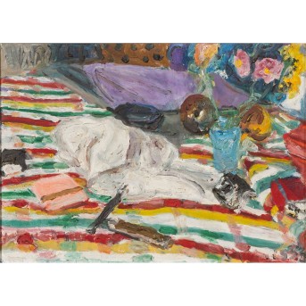 WAIS, ALFRED (1905-1988), 'Stillleben mit gestreifter Tischdecke', 1953,