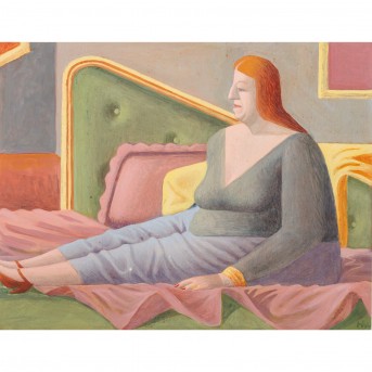 HERZIG, WOLFGANG (geb. 1941), 'Dame auf Sofa',