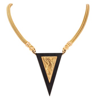 Collier mit Ebenholz-Mittelteil und Goldeinlage,