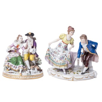 BOCK-WALLENDORF 2 Figurengruppen, 19./20. Jh.