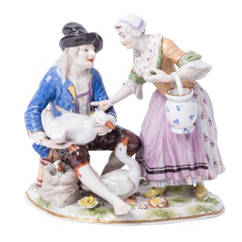 wohl THÜRINGEN Figurengruppe 'Der Gänsehandel', 19./20. Jh.