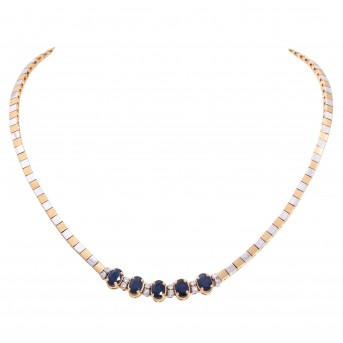 Necklace with sapphires and 12 brilliant-cut diamonds,