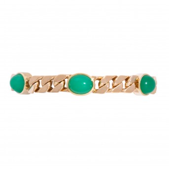 Armored bracelet with 5 oval chrysoprase cabochons, 
