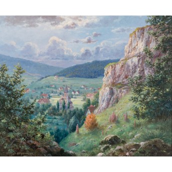 DOHMANN, WILHELM (1876 - 1950), Landschaftsdarstellung der Blaubeurer Alb,