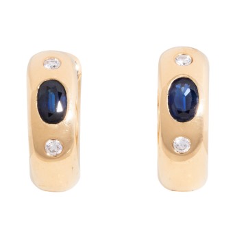 QUINN QUINN Paar Creolen mit 2 fac. Saphiren und 4 Brillanten