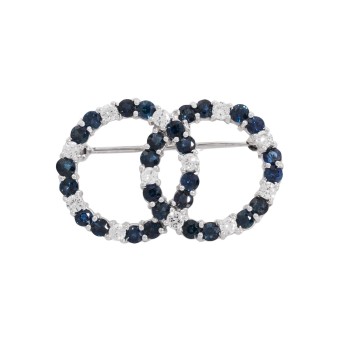 Brosche mit 28 Saphiren und 12 Brillanten