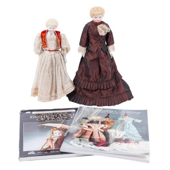 2 porcelain head dolls, Parian type, around 1900,