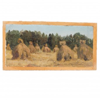 SCHISCHKIN, Ivan, ATTRIBUIERT (I. Sch.: 1832-1898), 'Landscape with haystacks at the edge of a forest',