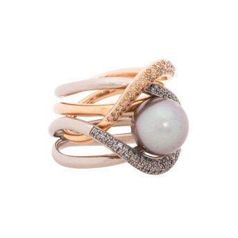 GELLNER GELLNER Ring mit Tahitiperle und 145 Brillanten zus. ca. 0,84 ct (punz.),