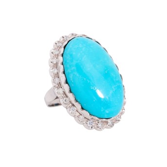 Damenring, bes. mit persischem Türkis Cabochon