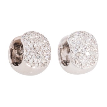 Pair of hoop earrings with approx. 126 brilliant-cut diamonds  