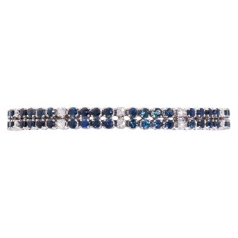 Armband aus zwei Reihen Saphiren und Brillanten zus. ca. 1,48 ct,