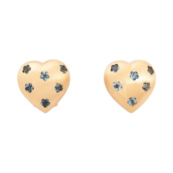 Paar Clipohrstecker 'Herz' mit 12 Aquamarinen,