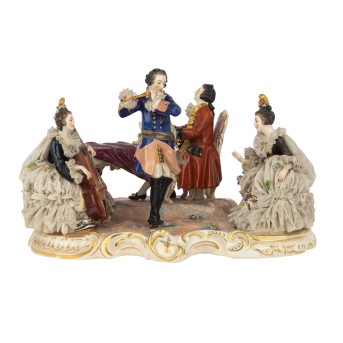 Wohl THÜRINGEN, große Figurengruppe 'Musizierendes Trio', 20. Jh.