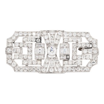 Feine ART DECO Brosche, bes. mit Altschliff-Diamanten 