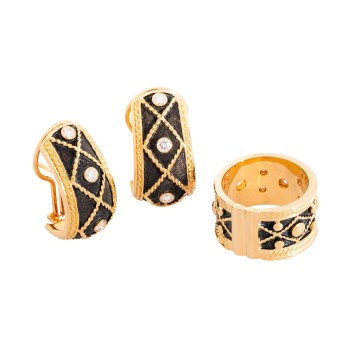 YANES (Madrid) edles Schmuckset mit Brillanten von zus. ca. 0,94 ct,