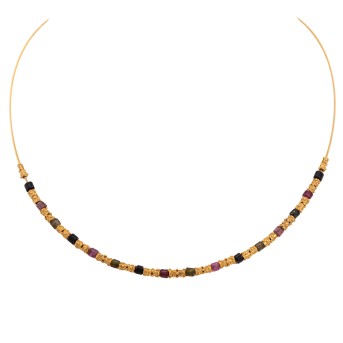 Halsreif mit 16 Turmalin- und 17 Goldelementen,