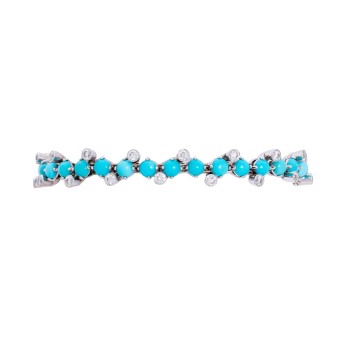 Bracelet with turquoises and 32 diamonds