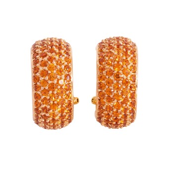 Ohrclips in Creolenform ausgefasst mit  Mandaringranaten,