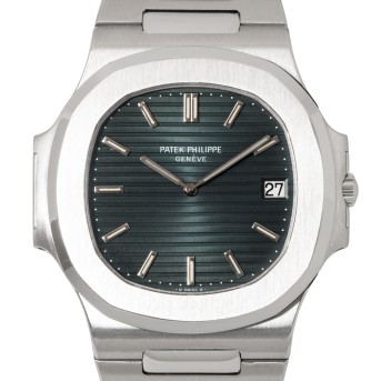 PATEK PHILIPPE PATEK PHILIPPE Vintage Nautilus 'Jumbo' Ref. 3700/011. Extrem seltenes Blau-Grünes Zifferblatt. Kork Box und Papiere.