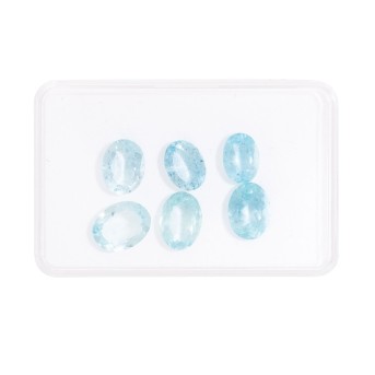 Konvolut von 6 oval fac. Aquamarinen von zus. ca. 13,3 ct,