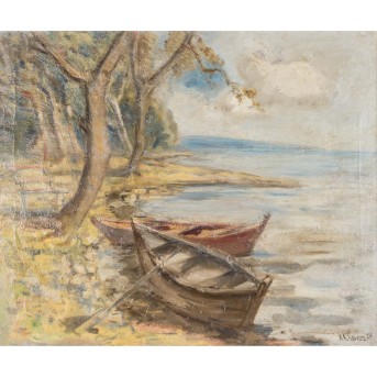 SCHWARZ, AUGUST (1896-1969) 'Boote am Ufer des Bodensees'