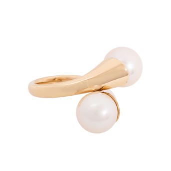 Ring with South Sea pearls, cream-colored,