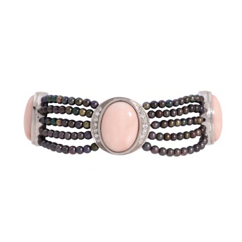 LAUDIER LAUDIER Perlenarmband mit Engelshautkorallen und Diamanten