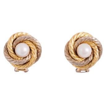 Paar Ohrclips mit Akoya Perlen,