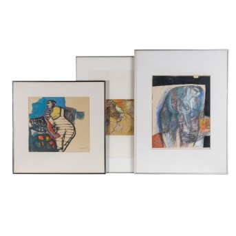 DIV. KÜNSTLER/IN 20. 21. Jh., 3 Figürliche Kompositionen, je undeutlich signiert,