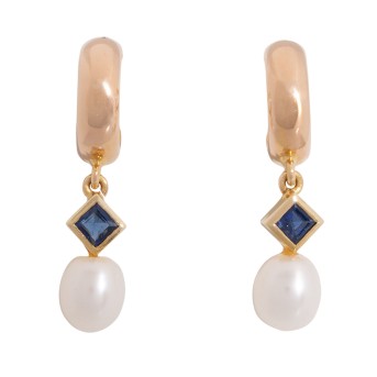 Paar Halbcreolen mit Saphiren,