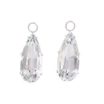 Einänger für Ohrstecker, bes. mit 2 feinen zartblauen Aquamarin-Tropfen