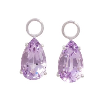 Einhänger für Ohrstecker, bes. mit 2 feinen fliederfarbenen Amerhyst-Tropfen