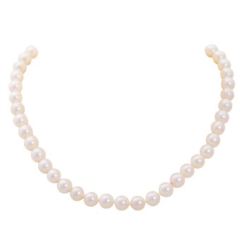 Pearl necklace made from 47 white Akoya cultured pearls,