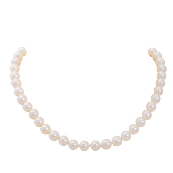 Perlkette, 53 weiße Akoya Zuchtperlen,