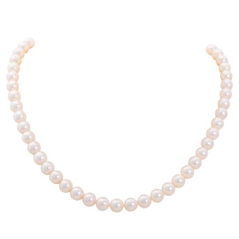 Pearl necklace with 57 white Akoya cultured pearls, 