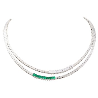 Collier mit 13 Smaragden,