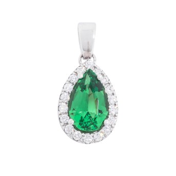 Anhänger bes. mit 1 hochfeinen Tsavorit Tropfen 1,37 ct.