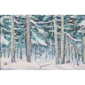 HOLZSCHUH, RUDOLF (1865-1943), 'Verschneiter Tannenwald', 1906,