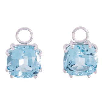 Einhänger für Ohrstecker, bes. mit 2 feinen Aquamarinen