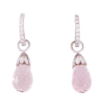 Créolen, bes. mit 2 feinen, briolettierten Morganit Pampeln 11,47 ct.