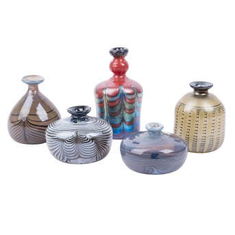 EISCH Konvolut 5 Künstlervasen, 1979-1988: