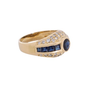 Ring mit Saphiren und Brillanten von zus. ca. 0,5 ct,