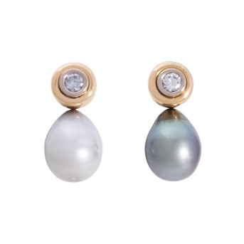 Paar Ohrhänger mit Perlen u. Brillanten