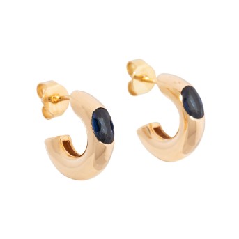 WEMPE WEMPE Paar Halbcreolen mit ovalen Saphiren,