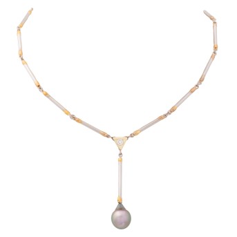 Collier, Stäbchenmotiv mit Brillant,