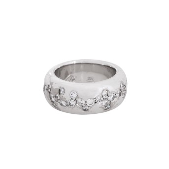 'Starry sky' band ring with 42 brilliant-cut diamonds and 9 octagonal diamonds,
