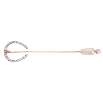 Nadel 'Hufeisen' aus Altschliffdiamanten zus. ca. 0,3 ct,