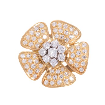 Brosche mit 8 Brillanten und 60 Achtkantdiamanten