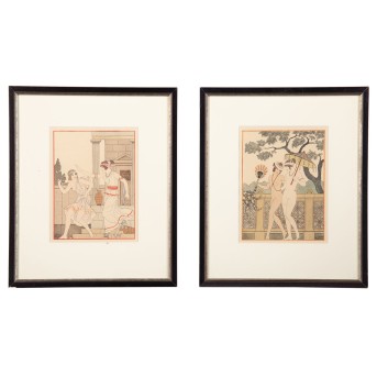 KUHN-REGNIÉR, JOSEPH (1873-1940), Paar antikisierende Szenen mit Tänzerinnen und weibl. Akten,